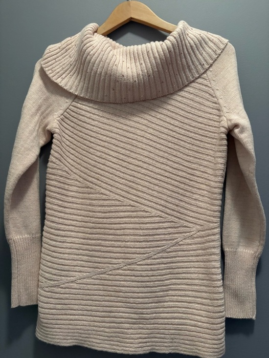 New York & Company Sweaters - New York & Company Ribbed Cowl Neck Sweater Pink with Gold embellishment